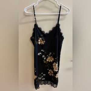 New Dynamite Black and Cream Floral Lace Chemise